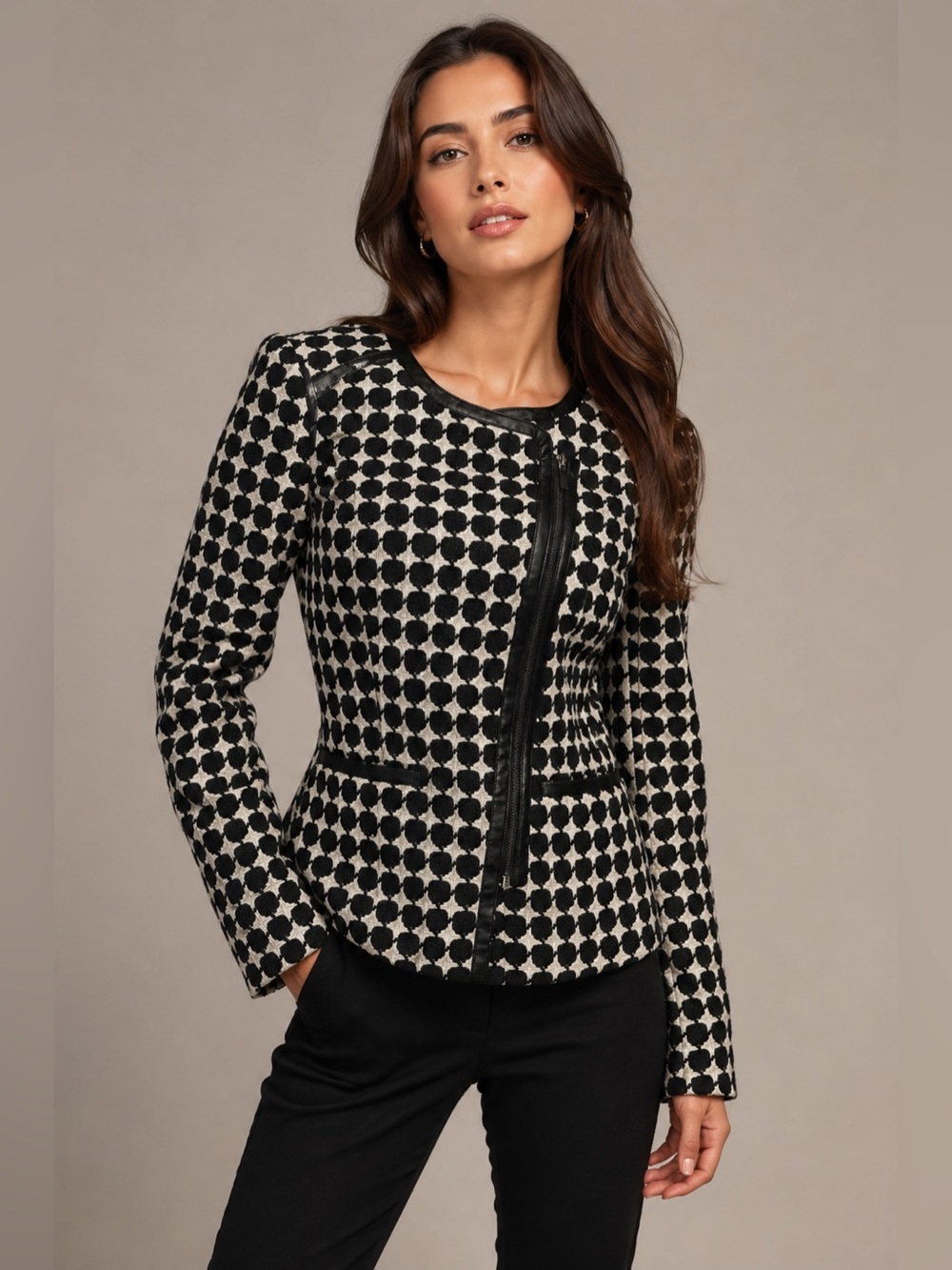 Kensie Black and White Moto jacket size S